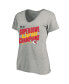 ფოტო #1 პროდუქტის Women's Heather Gray Kansas City Chiefs Super Bowl LVIII Champions Plus Size Iconic Victory V-Neck T-shirt