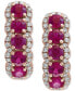 ფოტო #3 პროდუქტის EFFY® Ruby (1-1/4 ct. t.w.) & Diamond (1/4 ct. t.w.) Hoop Earrings in 14k Rose Gold