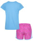 ფოტო #2 პროდუქტის Little Girls Dri-FIT Swoosh Logo Short Sleeve Tee and Printed Shorts Set