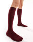 ASOS DESIGN knee high sock in dark red