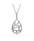 Stylish Sterling Silver White Gold Plated Cubic Zirconia Drop Pendant