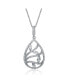 ფოტო #1 პროდუქტის Stylish Sterling Silver White Gold Plated Cubic Zirconia Drop Pendant