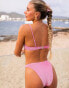 Фото #4 товара South Beach X Miss Molly high leg bikini bottom in metallic pink