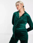 Фото #3 товара Night Maternity long velvet pyjama set with embroidered back detail in forest green