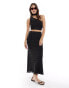 Bershka sheer maxi skirt co-ord in black polka dot