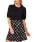 ფოტო #6 პროდუქტის Women's Puff-Sleeve Mixed-Media Tweed Dress