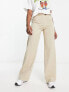 Bershka wide leg tailored trousers in mushroom US 6 - фото #1