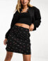 Фото #2 товара Wednesday's Girl textured floral mini skirt in black