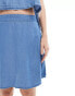 Vero Moda wrap mini skirt co-ord in medium blue chambray