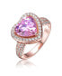 Фото #1 товара Sterling Silver 18K Rose Plated Pink Cubic Zirconia Heart Modern Ring