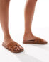 Фото #1 товара Truffle Collection triple strap footbed sandals in tan