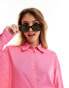 Фото #4 товара ASOS DESIGN relaxed shirt with linen in pink co-ord