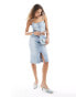 Monki co-ord midi denim skirt in mid blue wash BLAU, 2XS - EU 32 - фото #1