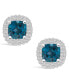 Фото #2 товара London Topaz (2-1/2 ct. t.w.) and Diamond (3/8 ct. t.w.) Halo Stud Earrings in 14K White Gold