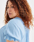 ფოტო #3 პროდუქტის Plus Size Puff-Sleeve Crochet-Trim Top, Created for Macy's