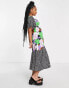 Topshop Petite bold floral mix and match midi dress in multi 32 - фото #4