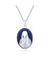 ფოტო #1 პროდუქტის Blue CZ Miraculous Our Lady Of Guadalupe Oval Virgin Mary Cameo Pendant Necklace For Women Sterling Silver