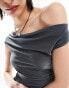 Фото #8 товара COLLUSION slinky off the shoulder top in grey