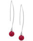 ფოტო #2 პროდუქტის Pave Crystal Ball on a Thread Wire Earrings Set in Sterling Silver. Available in Clear, Dark Blue or Red