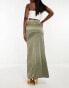 Фото #3 товара ASOS DESIGN satin twill maxi skirt in olive