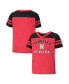ფოტო #2 პროდუქტის Girls Toddler Scarlet, Black Nebraska Huskers Piecrust Promise Striped V-Neck T-shirt
