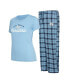 ფოტო #1 პროდუქტის Women's Carolina Blue, Navy North Carolina Tar Heels Arctic T-shirt and Flannel Pants Sleep Set