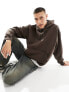 Фото #1 товара Weekday relaxed heavy hoodie in brown