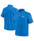 ფოტო #1 პროდუქტის Men's Powder Blue Los Angeles Chargers Sideline Coach Short Sleeve Hoodie Quarter-Zip Jacket