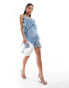 ASOS DESIGN mesh mini dress with all over tiered ruffles and open bow back in blue