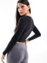 Hollister long sleeve seamless wrap top in black