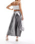 Фото #3 товара Y.A.S high waisted maxi skirt in grey metallic