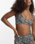 ASOS DESIGN mix and match lattice crop bikini top in mono spot print