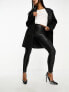 Spanx Petite leather look biker leggings in black