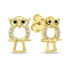 Playful gold-plated jewelry set with zircons Owl SET224Y (pendant, earrings)