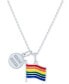 ფოტო #1 პროდუქტის Diamond Accented Disc & Pride Flag Pendant Necklace in Sterling Silver, 16" + 4" extender