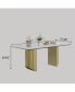 0.47" Thick Sintered Stone Composite Tempered Glass Top Dining Table With Stainless Steel Base