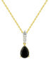 ფოტო #1 პროდუქტის Onyx & Cubic Zirconia 18" Pendant Necklace in 14k Gold-Plated Sterling Silver