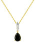 Фото #1 товара Onyx & Cubic Zirconia 18" Pendant Necklace in 14k Gold-Plated Sterling Silver