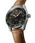 ფოტო #3 პროდუქტის Men's Swiss Automatic Spirit Zulu Time Brown Leather Strap Watch 42mm