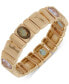 Gold-Tone Mixed Stone Tile Chain Stretch Bracelet