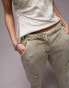 Topshop low rise oversized pocket acid wash straight leg trouser in stone