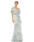 ფოტო #1 პროდუქტის Women's Bell Sleeve Floral Embellished Gown