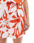 Фото #2 товара ONLY high waist relaxed short co-ord in red abstract flower print