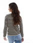 Object knitted button cardigan in cream and black stripe XS - EU 34-36 - фото #4