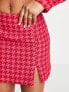 Miss Selfridge boucle mini skirt co-ord in pink and red check