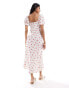 Miss Selfridge tie front maxi dress with puff sleeves in ditsy floral print Цветочный принт, S - EU 36-38 - фото #4