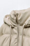 Wind protection faux leather cropped puffer anorak