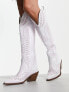 Фото #3 товара ASOS DESIGN Chester contrast stitch western knee boot in white