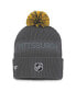 Фото #2 товара Men's Charcoal Pittsburgh Penguins Authentic Pro Home Ice Cuffed Knit Hat with Pom