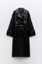 Oversize leather effect trench coat